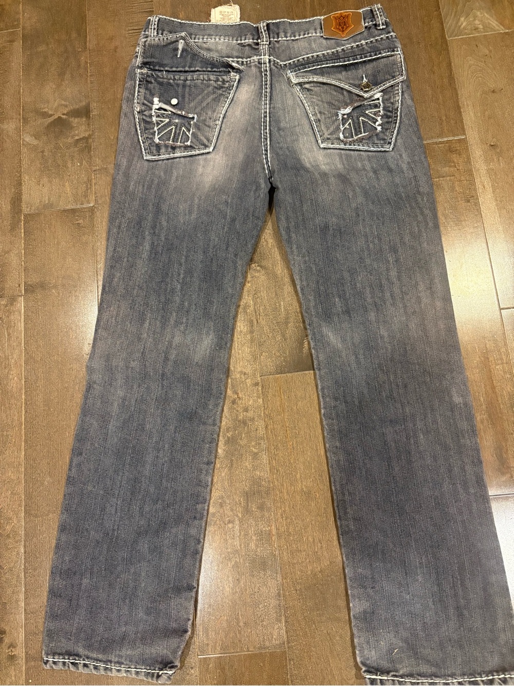 Vintage MONARCHY GRAY distressed Women's Gray Washed Straight-Leg Jeans 34x 31